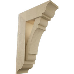Ekena Millwork - BKTUR0554X16X24OLY01RCPR - Timberthane Faux Wood Olympic Style Bracket w/ Offset Brace, Traditional Ends, 5 1/2"W x 16"D x 24"H, Primed Tan