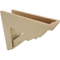 Ekena Millwork - BKTUR0554X18X18OLY01RCPR - Timberthane Faux Wood Olympic Style Bracket w/ Offset Brace, Traditional Ends, 5 1/2"W x 18"D x 18"H, Primed Tan