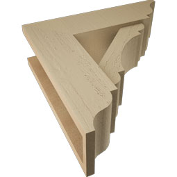 Ekena Millwork - BKTUR0554X18X18OLY01RCPR - Timberthane Faux Wood Olympic Style Bracket w/ Offset Brace, Traditional Ends, 5 1/2"W x 18"D x 18"H, Primed Tan