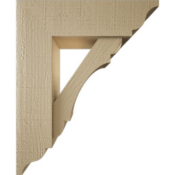 Ekena Millwork - BKTUR0554X18X22OLY01RCPR - Timberthane Faux Wood Olympic Style Bracket w/ Offset Brace, Traditional Ends, 5 1/2"W x 18"D x 22"H, Primed Tan