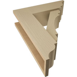 Ekena Millwork - BKTUR0554X18X22OLY01RCPR - Timberthane Faux Wood Olympic Style Bracket w/ Offset Brace, Traditional Ends, 5 1/2"W x 18"D x 22"H, Primed Tan