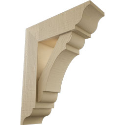 Ekena Millwork - BKTUR0554X18X22OLY01RCPR - Timberthane Faux Wood Olympic Style Bracket w/ Offset Brace, Traditional Ends, 5 1/2"W x 18"D x 22"H, Primed Tan