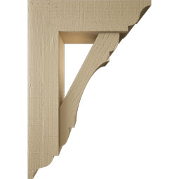 Ekena Millwork - BKTUR0554X18X26OLY01RCPR - Timberthane Faux Wood Olympic Style Bracket w/ Offset Brace, Traditional Ends, 5 1/2"W x 18"D x 26"H, Primed Tan