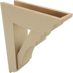 Ekena Millwork - BKTUR0554X18X26OLY01RCPR - Timberthane Faux Wood Olympic Style Bracket w/ Offset Brace, Traditional Ends, 5 1/2"W x 18"D x 26"H, Primed Tan