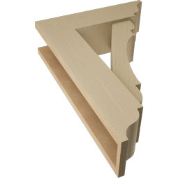 Ekena Millwork - BKTUR0554X18X26OLY01RCPR - Timberthane Faux Wood Olympic Style Bracket w/ Offset Brace, Traditional Ends, 5 1/2"W x 18"D x 26"H, Primed Tan