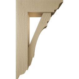 Ekena Millwork - BKTUR0554X18X30OLY01RCPR - Timberthane Faux Wood Olympic Style Bracket w/ Offset Brace, Traditional Ends, 5 1/2"W x 18"D x 30"H, Primed Tan