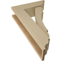 Ekena Millwork - BKTUR0554X18X30OLY01RCPR - Timberthane Faux Wood Olympic Style Bracket w/ Offset Brace, Traditional Ends, 5 1/2"W x 18"D x 30"H, Primed Tan