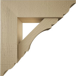 Ekena Millwork - BKTUR0554X20X20OLY01RCPR - Timberthane Faux Wood Olympic Style Bracket w/ Offset Brace, Traditional Ends, 5 1/2"W x 20"D x 20"H, Primed Tan