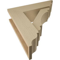 Ekena Millwork - BKTUR0554X20X20OLY01RCPR - Timberthane Faux Wood Olympic Style Bracket w/ Offset Brace, Traditional Ends, 5 1/2"W x 20"D x 20"H, Primed Tan