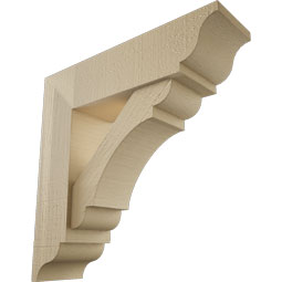 Ekena Millwork - BKTUR0554X20X20OLY01RCPR - Timberthane Faux Wood Olympic Style Bracket w/ Offset Brace, Traditional Ends, 5 1/2"W x 20"D x 20"H, Primed Tan