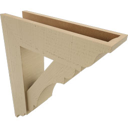 Ekena Millwork - BKTUR0554X20X24OLY01RCPR - Timberthane Faux Wood Olympic Style Bracket w/ Offset Brace, Traditional Ends, 5 1/2"W x 20"D x 24"H, Primed Tan
