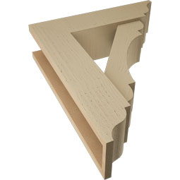 Ekena Millwork - BKTUR0554X20X24OLY01RCPR - Timberthane Faux Wood Olympic Style Bracket w/ Offset Brace, Traditional Ends, 5 1/2"W x 20"D x 24"H, Primed Tan