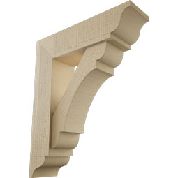 Ekena Millwork - BKTUR0554X20X24OLY01RCPR - Timberthane Faux Wood Olympic Style Bracket w/ Offset Brace, Traditional Ends, 5 1/2"W x 20"D x 24"H, Primed Tan