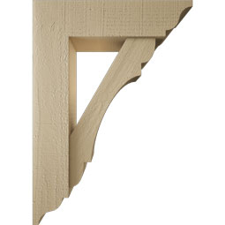 Ekena Millwork - BKTUR0554X20X28OLY01RCPR - Timberthane Faux Wood Olympic Style Bracket w/ Offset Brace, Traditional Ends, 5 1/2"W x 20"D x 28"H, Primed Tan