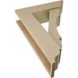 Ekena Millwork - BKTUR0554X20X28OLY01RCPR - Timberthane Faux Wood Olympic Style Bracket w/ Offset Brace, Traditional Ends, 5 1/2"W x 20"D x 28"H, Primed Tan