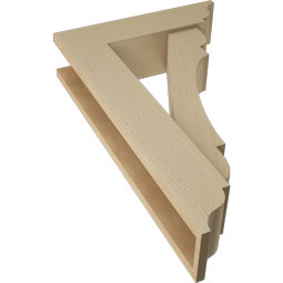 Ekena Millwork - BKTUR0554X20X32OLY01RCPR - Timberthane Faux Wood Olympic Style Bracket w/ Offset Brace, Traditional Ends, 5 1/2"W x 20"D x 32"H, Primed Tan