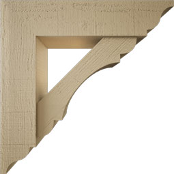 Ekena Millwork - BKTUR0554X22X22OLY01RCPR - Timberthane Faux Wood Olympic Style Bracket w/ Offset Brace, Traditional Ends, 5 1/2"W x 22"D x 22"H, Primed Tan