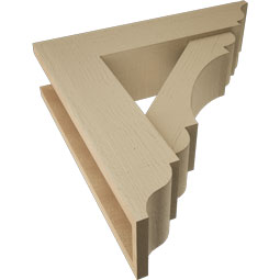 Ekena Millwork - BKTUR0554X22X22OLY01RCPR - Timberthane Faux Wood Olympic Style Bracket w/ Offset Brace, Traditional Ends, 5 1/2"W x 22"D x 22"H, Primed Tan