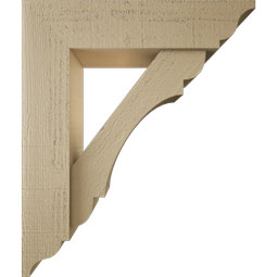 Ekena Millwork - BKTUR0554X22X26OLY01RCPR - Timberthane Faux Wood Olympic Style Bracket w/ Offset Brace, Traditional Ends, 5 1/2"W x 22"D x 26"H, Primed Tan