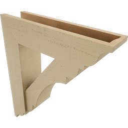 Ekena Millwork - BKTUR0554X22X26OLY01RCPR - Timberthane Faux Wood Olympic Style Bracket w/ Offset Brace, Traditional Ends, 5 1/2"W x 22"D x 26"H, Primed Tan