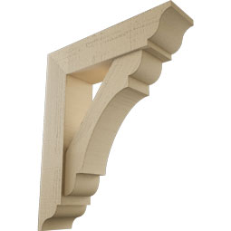 Ekena Millwork - BKTUR0554X22X26OLY01RCPR - Timberthane Faux Wood Olympic Style Bracket w/ Offset Brace, Traditional Ends, 5 1/2"W x 22"D x 26"H, Primed Tan