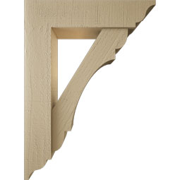 Ekena Millwork - BKTUR0554X22X30OLY01RCPR - Timberthane Faux Wood Olympic Style Bracket w/ Offset Brace, Traditional Ends, 5 1/2"W x 22"D x 30"H, Primed Tan