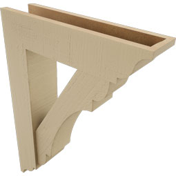 Ekena Millwork - BKTUR0554X22X30OLY01RCPR - Timberthane Faux Wood Olympic Style Bracket w/ Offset Brace, Traditional Ends, 5 1/2"W x 22"D x 30"H, Primed Tan