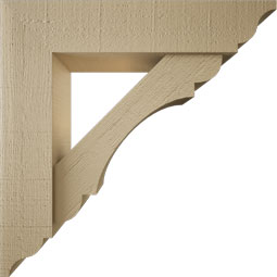 Ekena Millwork - BKTUR0554X24X24OLY01RCPR - Timberthane Faux Wood Olympic Style Bracket w/ Offset Brace, Traditional Ends, 5 1/2"W x 24"D x 24"H, Primed Tan