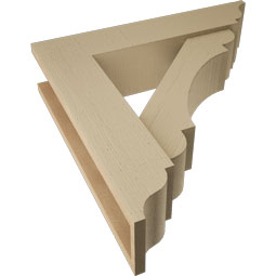 Ekena Millwork - BKTUR0554X24X24OLY01RCPR - Timberthane Faux Wood Olympic Style Bracket w/ Offset Brace, Traditional Ends, 5 1/2"W x 24"D x 24"H, Primed Tan