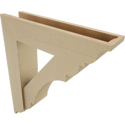 Ekena Millwork - BKTUR0554X24X28OLY01RCPR - Timberthane Faux Wood Olympic Style Bracket w/ Offset Brace, Traditional Ends, 5 1/2"W x 24"D x 28"H, Primed Tan