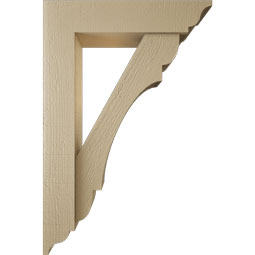 Ekena Millwork - BKTUR0554X24X36OLY01RCPR - Timberthane Faux Wood Olympic Style Bracket w/ Offset Brace, Traditional Ends, 5 1/2"W x 24"D x 36"H, Primed Tan