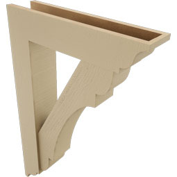 Ekena Millwork - BKTUR0554X24X36OLY01RCPR - Timberthane Faux Wood Olympic Style Bracket w/ Offset Brace, Traditional Ends, 5 1/2"W x 24"D x 36"H, Primed Tan