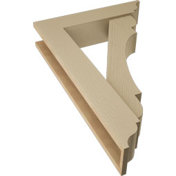Ekena Millwork - BKTUR0554X24X36OLY01RCPR - Timberthane Faux Wood Olympic Style Bracket w/ Offset Brace, Traditional Ends, 5 1/2"W x 24"D x 36"H, Primed Tan