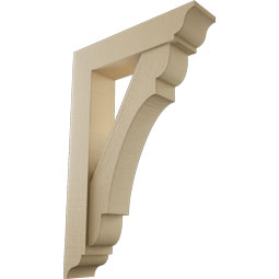 Ekena Millwork - BKTUR0554X24X36OLY01RCPR - Timberthane Faux Wood Olympic Style Bracket w/ Offset Brace, Traditional Ends, 5 1/2"W x 24"D x 36"H, Primed Tan