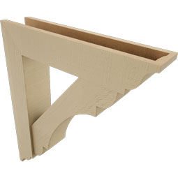 Ekena Millwork - BKTUR0554X26X30OLY01RCPR - Timberthane Faux Wood Olympic Style Bracket w/ Offset Brace, Traditional Ends, 5 1/2"W x 26"D x 30"H, Primed Tan