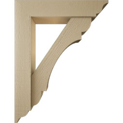 Ekena Millwork - BKTUR0554X26X34OLY01RCPR - Timberthane Faux Wood Olympic Style Bracket w/ Offset Brace, Traditional Ends, 5 1/2"W x 26"D x 34"H, Primed Tan