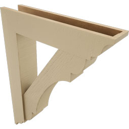 Ekena Millwork - BKTUR0554X26X34OLY01RCPR - Timberthane Faux Wood Olympic Style Bracket w/ Offset Brace, Traditional Ends, 5 1/2"W x 26"D x 34"H, Primed Tan