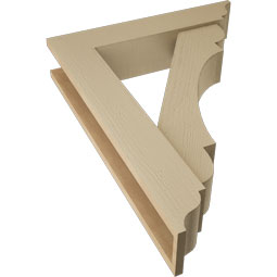 Ekena Millwork - BKTUR0554X26X34OLY01RCPR - Timberthane Faux Wood Olympic Style Bracket w/ Offset Brace, Traditional Ends, 5 1/2"W x 26"D x 34"H, Primed Tan