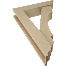 Ekena Millwork - BKTUR0554X26X38OLY01RCPR - Timberthane Faux Wood Olympic Style Bracket w/ Offset Brace, Traditional Ends, 5 1/2"W x 26"D x 38"H, Primed Tan