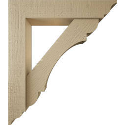 Ekena Millwork - BKTUR0554X28X32OLY01RCPR - Timberthane Faux Wood Olympic Style Bracket w/ Offset Brace, Traditional Ends, 5 1/2"W x 28"D x 32"H, Primed Tan