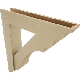 Ekena Millwork - BKTUR0554X28X32OLY01RCPR - Timberthane Faux Wood Olympic Style Bracket w/ Offset Brace, Traditional Ends, 5 1/2"W x 28"D x 32"H, Primed Tan