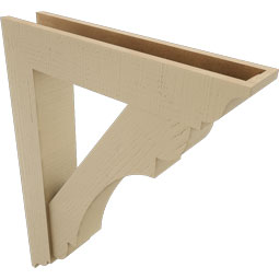 Ekena Millwork - BKTUR0554X28X36OLY01RCPR - Timberthane Faux Wood Olympic Style Bracket w/ Offset Brace, Traditional Ends, 5 1/2"W x 28"D x 36"H, Primed Tan