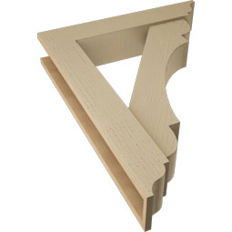 Ekena Millwork - BKTUR0554X28X36OLY01RCPR - Timberthane Faux Wood Olympic Style Bracket w/ Offset Brace, Traditional Ends, 5 1/2"W x 28"D x 36"H, Primed Tan