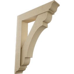 Ekena Millwork - BKTUR0554X28X36OLY01RCPR - Timberthane Faux Wood Olympic Style Bracket w/ Offset Brace, Traditional Ends, 5 1/2"W x 28"D x 36"H, Primed Tan