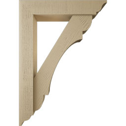 Ekena Millwork - BKTUR0554X28X40OLY01RCPR - Timberthane Faux Wood Olympic Style Bracket w/ Offset Brace, Traditional Ends, 5 1/2"W x 28"D x 40"H, Primed Tan