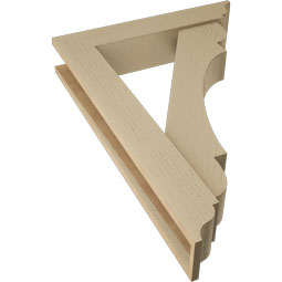 Ekena Millwork - BKTUR0554X28X40OLY01RCPR - Timberthane Faux Wood Olympic Style Bracket w/ Offset Brace, Traditional Ends, 5 1/2"W x 28"D x 40"H, Primed Tan