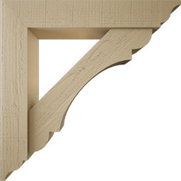 Ekena Millwork - BKTUR0554X30X30OLY01RCPR - Timberthane Faux Wood Olympic Style Bracket w/ Offset Brace, Traditional Ends, 5 1/2"W x 30"D x 30"H, Primed Tan