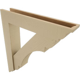 Ekena Millwork - BKTUR0554X30X34OLY01RCPR - Timberthane Faux Wood Olympic Style Bracket w/ Offset Brace, Traditional Ends, 5 1/2"W x 30"D x 34"H, Primed Tan