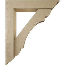 Ekena Millwork - BKTUR0554X30X36OLY01RCPR - Timberthane Faux Wood Olympic Style Bracket w/ Offset Brace, Traditional Ends, 5 1/2"W x 30"D x 36"H, Primed Tan