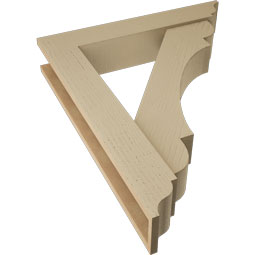 Ekena Millwork - BKTUR0554X30X36OLY01RCPR - Timberthane Faux Wood Olympic Style Bracket w/ Offset Brace, Traditional Ends, 5 1/2"W x 30"D x 36"H, Primed Tan